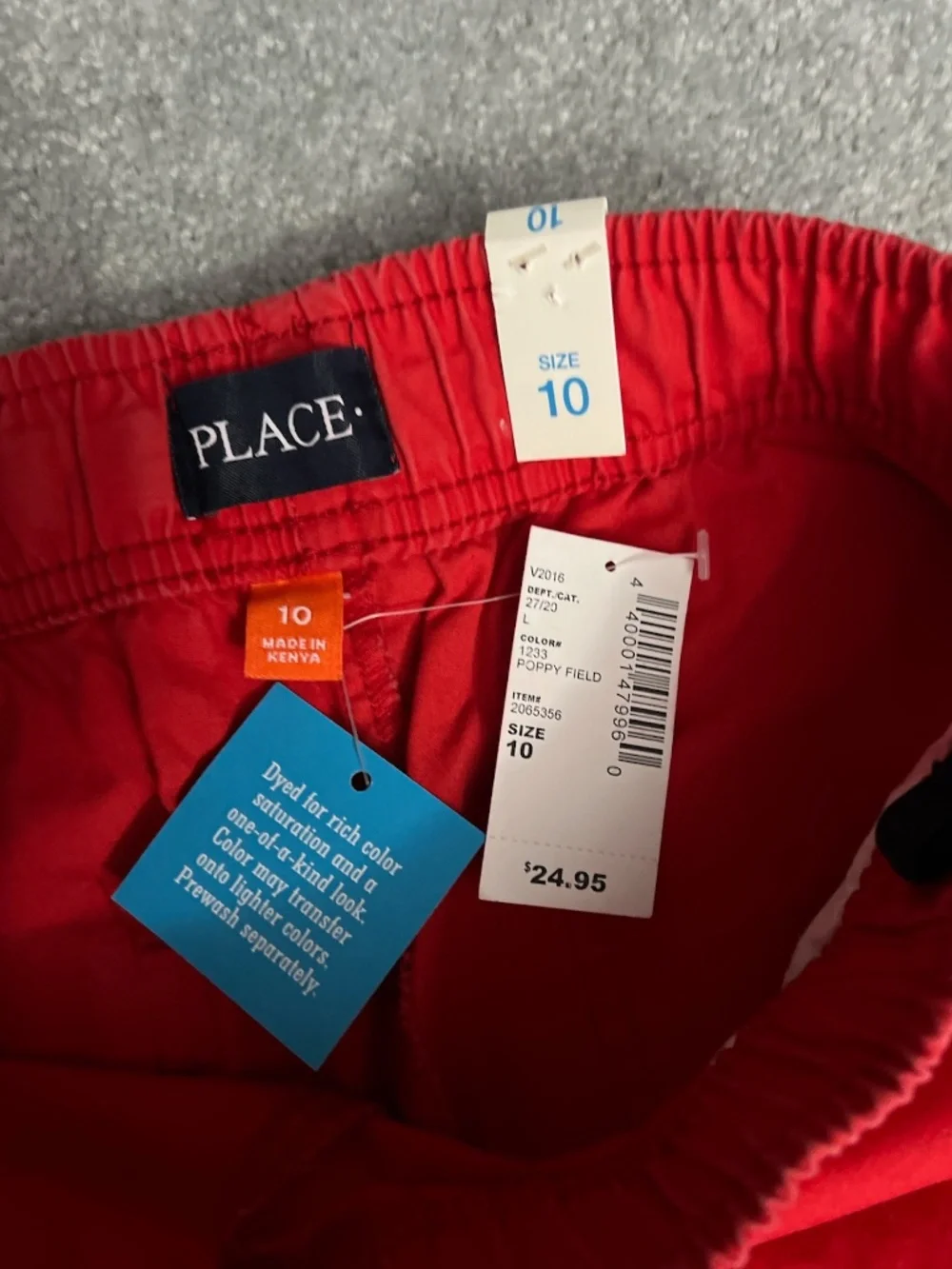 NWT The Children's Place Boy's red joggers, Size 10